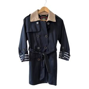 Vince Camuto Navy Trench Coat with Tan Collar